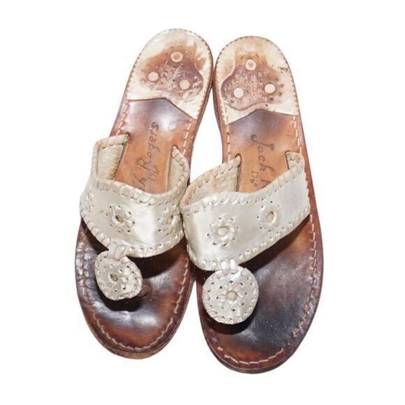 Jack Rogers Navajo Light Metallic Gold Sandals, Size 6 - Picture 2 of 6